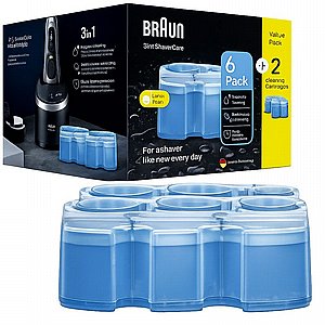 8 מחסניות נוזל שטיפה למכונת גילוח בראון Braun CCR6+2 8 מחסניות נוזל שטיפה למכונת גילוח בראון Braun CCR6+2