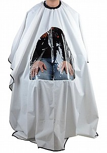 חלוק עם חלון בצבע לבן BarberPRO BP3825 חלוק עם חלון בצבע לבן BarberPRO BP3825