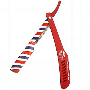 ידית תער פרפר BarberPRO - אדומה עם פסי ברבר ידית תער פרפר BarberPRO - אדומה עם פסי ברבר