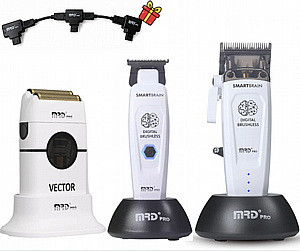 סט מכונות תספורת וגילוח מקצועיות MRD PRO SmartBrain Triple - לבן סט מכונות תספורת וגילוח מקצועיות MRD PRO SmartBrain Triple - לבן